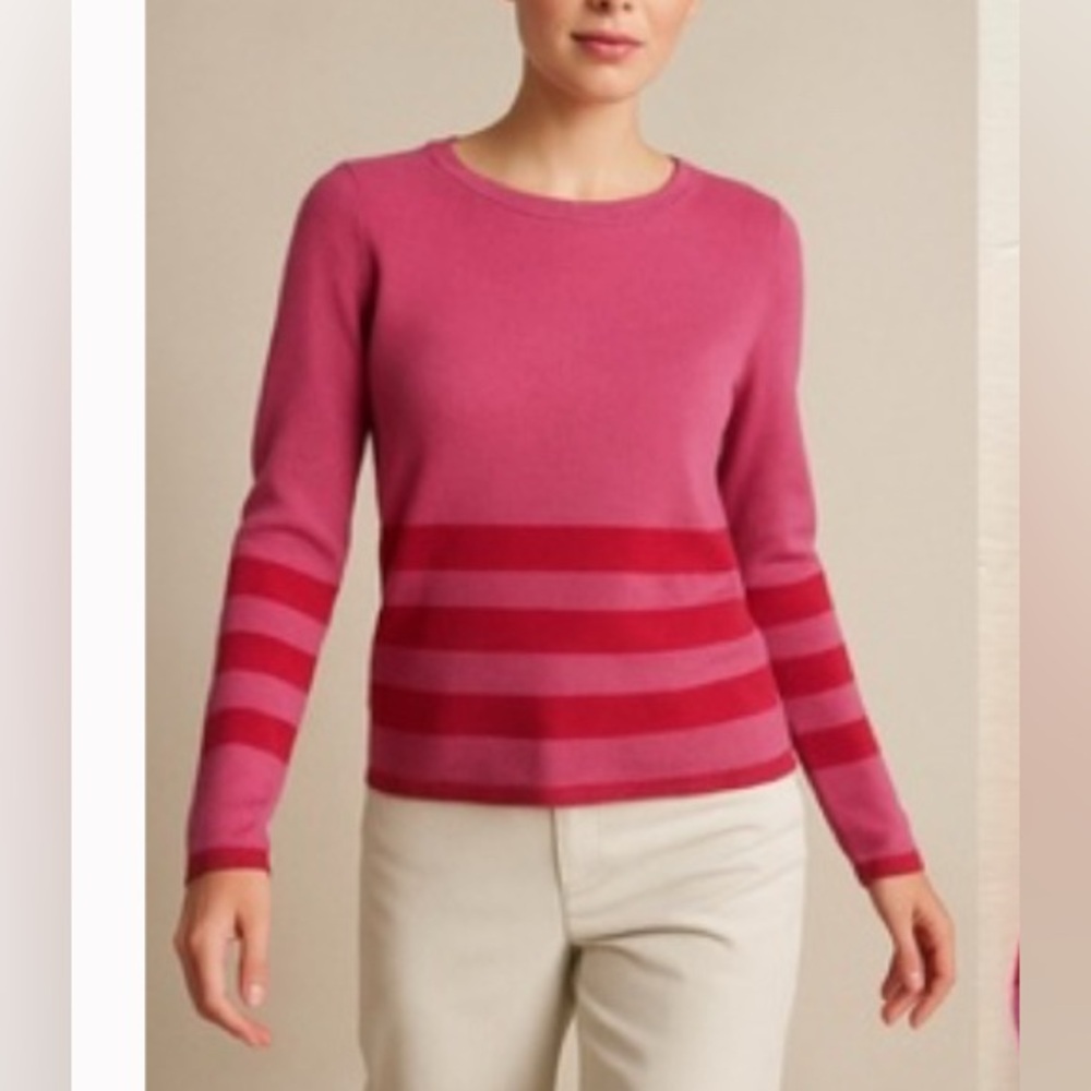 NWOT Banana Republic 80%wool 20%Cashmere Pink and Red Striped Sweater